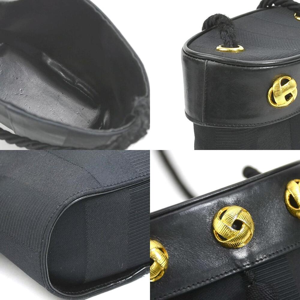 Salvatore Ferragamo Crossbody Shoulder Bag Tassel Canvas Leather Black - Picture 3 of 5